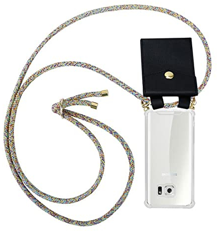 Cadorabo Handykette kompatibel mit Samsung Galaxy S6 Schutzhülle TPU Silikon Case Necklace Design Slim Kratzfest Kordel Band mit Etui Rundumschutz Case Hülle für Galaxy S6 in Gelb