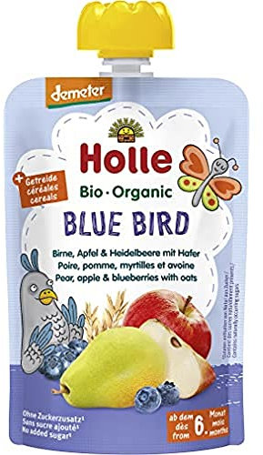 Holle Demeter Quetschmus Blue Bird - Birne-Apfel-Heidelbeere mit Hafer, 100 g