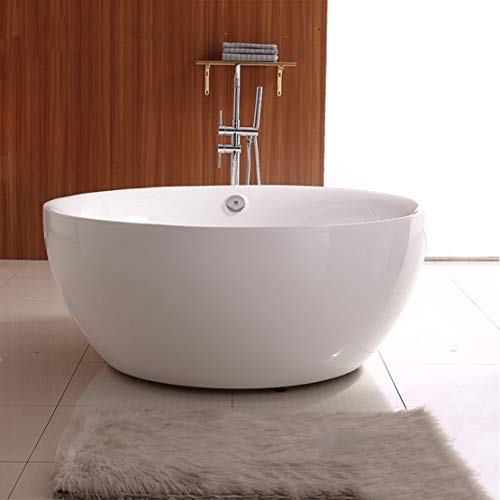DAIMENG Runde weiße Badewanne Modernes Acryl Unabhängig Großer Raum Badewanne mit Wasserhahn Duschkopf,120 * 120 * 60cm