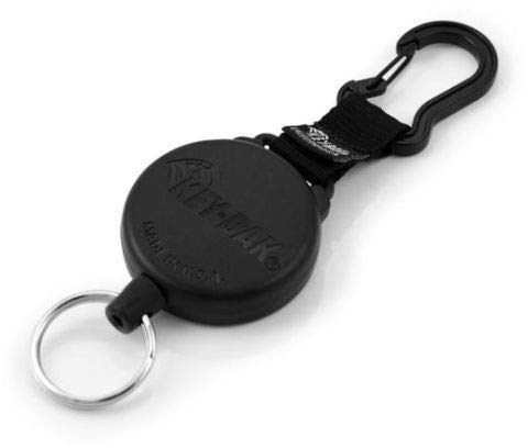 1 x Key-Bak Ausweisjojo mit Karabiner und Schlüsselring Schlüsselanhänger Karabinerhaken mit stabilem Kevlarseil