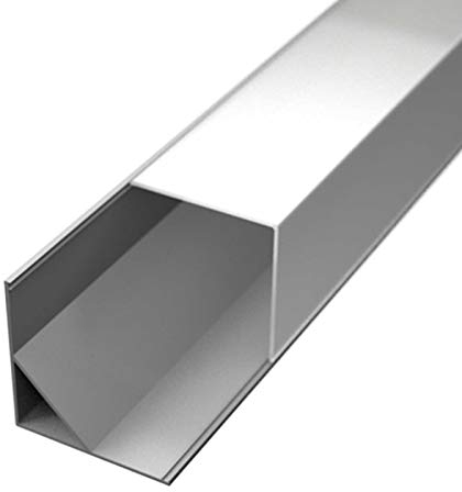 PALA16 Eckprofil Aluminium eloxiert | L - 2m x B - 1,6cm x H - 1,6cm | milchig-weiß opal | Alu Kanal für LED Streifen | inkl. Montageclips + Endkappen | Aluprofil für Stripes bis 10mm Breite