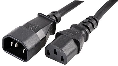 Pro Power PE01088 1 m 10A IEC C14 Plug to IEC C13 Socket Extension Lead, Black, 1 m
