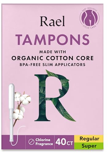 Rael Slim Applicator Tampons with Organic Cotton Core (40 Ct, Bundle)