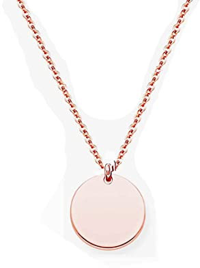 Kaguyo Gold Necklace for Women - Rose Gold Plated Stainless Steel Round Circle Disc Charms Necklace for Women and Girls, Minimalist Style Birthday Gift