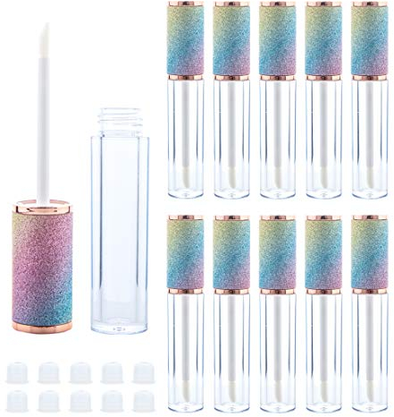 Sparkles Rainbow Lipgloss Zauberstab, 5 ml, leere Lipgloss-Behälter, Lipgloss, Lippenbalsam, Flaschen mit Gummistopfen für Lipgloss, Balsam, Kosmetik, Business (Sparkles Rainbow)
