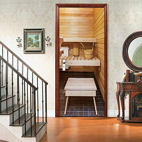 VIRANDA 3D Türtapete Selbstklebend TürPoster - Sauna - Türaufkleber Türfolie 77x200cm