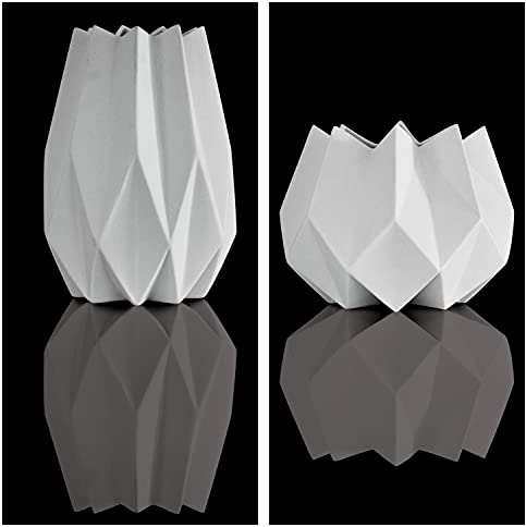 2er Set Kaiser Porzellanvasen POLYGONO STAR weiß H. 14 + 21,5cm Goebel