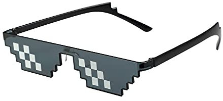 Thug Sunglasses Classic Black Retro Style 8 Bit Pixel Sun Shades Pixelated Meme Eye Glasses Unisex For Men Women Boys Girls Parties Funny Joke Photo Cool Life Party Props