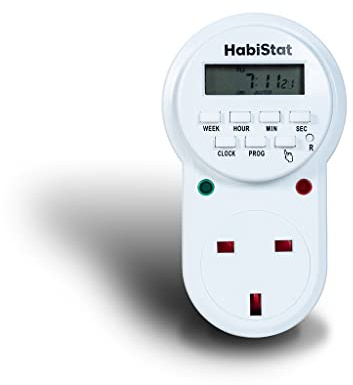 HabiStat - Digital Seconds Timer - Control Reptile Heating & Lighting Schedule - 8 Programmable Events - Compatible With HabiStat Humidifier & Rainmaker - Reptile Accessories