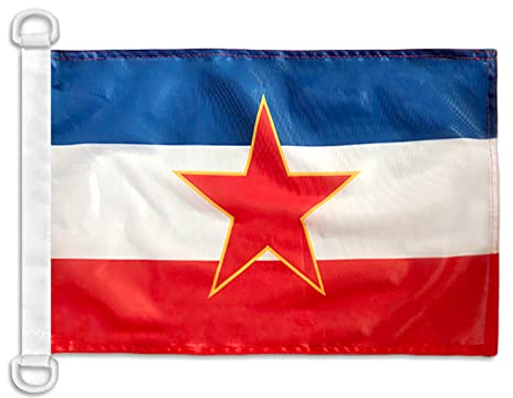 AZ FLAG - Drapeau Yougoslavie - 45x30 cm - Pavillon Nautique Yougoslave Spécial Bateau Et Extérieur En Maille Bloquée Avec Anneaux Plastiques Intégrés - 30g