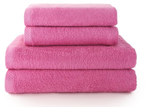 Top Towel - Combo - Große Badetücher - Badezimmerhandtücher - 2 Hand- oder Waschbeckenhandtücher + 2 Duschtücher - 100 % Baumwolle - Erdbeer