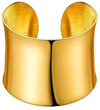 PROSTEEL 49mm Breite Armspange für Frauen Mädchen 18k vergoldet glänzende Offener Armreif Damen Boho Stil Manschette Armband Armschmuck Accessoire für Party