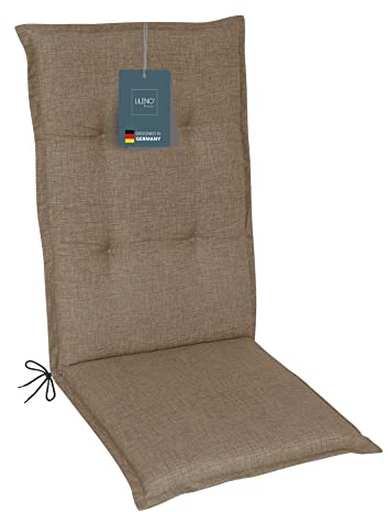 LILENO HOME Coussins pour chaise de jardin [1 pièce – Fauteuil à dossier haut] marron clair – Chaise longue confortable pour meubles de jardin – Coussins de chaise pour chaises de jardin et chaises