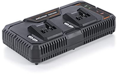 Evolution Power Tools R18RCH-Li2 Doppio caricatore rapido per batterie Li-Ion EXT 18V, compatibile con Erbauer ed Evolution, ideale per seghe e trapani, batteria non inclusa, 18V