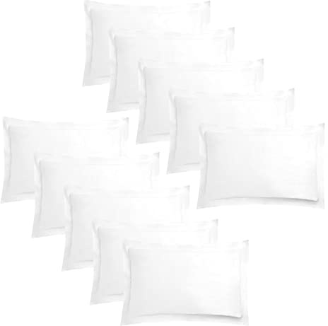 Highams 100% Cotton Plain Dye 10 Pack Oxford Pillowcases - White