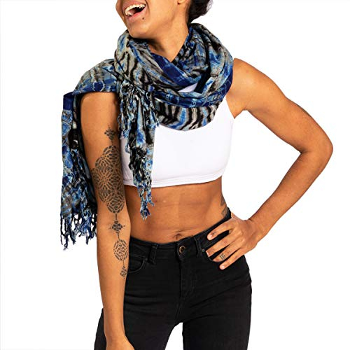 PANASIAM tiedye Scarf blue black, 190x116cm