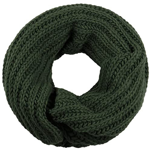 LIERYS Jil Loopschal Unisex Rundschal Schurwolle Made in Germany Herbst Winter dunkelgrün One Size