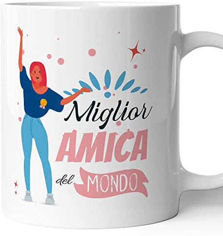 AL PRODUCTION Tazza Miglior Amica del Mondo -Idee Regali Divertenti e Originali -Tazze di caffè eTè - 330ml