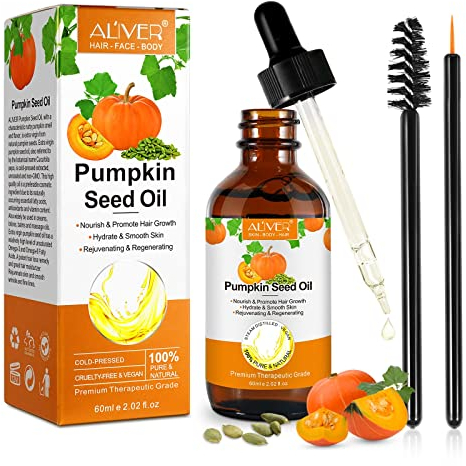 find back Olio semi zucca per capelli, Olio Zucca, Sopracciglia e Crescita delle Ciglia. aromaterapia olio da massaggio per il corpo per donne e uomini - 60 ml