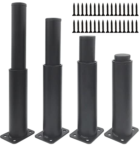 JUMPENGATP 4er Set Möbelfüße, Höhenverstellbar 150-250mm, Möbel Höhenverstellbare Füße aus Rostfreier Stahl, Möbelfuß Höhenverstellbar für Individuelle DIY Möbel Design Möbelfüße, Farbe: Schwarz