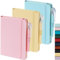 NIRMIRO Kleines Notizbuch-Journal mit Stift, Mini-Taschen-Mini-Leder-Journal für Frauen, kleines Notizblatt im Taschenformat für Arbeit und Notizen, pinker, gelber und himmelblauer Ledereinband.