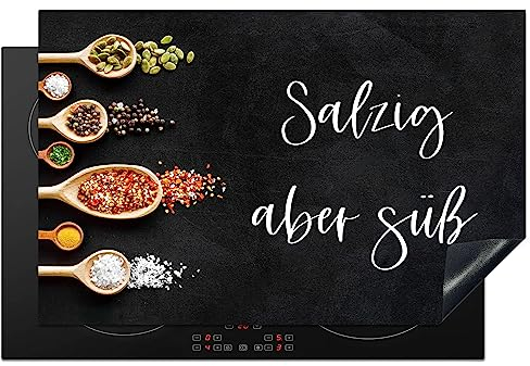 KitchenYeah© Herdabdeckplatte Induktion Schutzmatte Küche Herdabdeckung Ceranfeld Induktionsmatte Cerankochfeld Abdeckung Zitate & Sprüche - Salzig aber süß - 81x52 cm