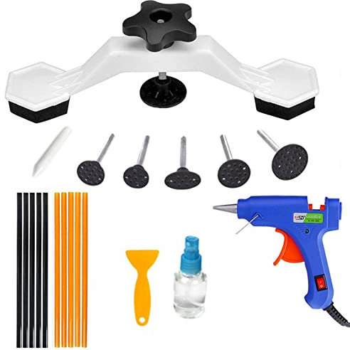 20 Pièces Kit D'Réparation Carrosserie | Kit Débosselage Carrosserie sans Peinture avec Pistolet À Colle | Kit D'outils Réparation Bosses Voiture | pour Extracteur Bosses Voiture
