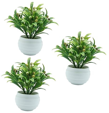 Garneck 3stücke Künstlicher Bonsai Für Wohnzimmer Büro Küche Schlafzimmer Arbeitszimmer Schreibtisch Hochwertige Künstliche Grünpflanze Pflegeleicht Dekorativ Natürlich Wirkend