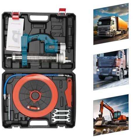 Pompe à graisse sans fil - 21 V - Haute performance - Avec deux types de buses et deux tuyaux d'huile - Pour huiles d'équipement mécanique (sans batterie, sans chargeur)