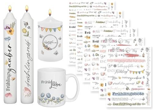 Sugeru 6 PCS Kerzentattoo frühling (200+ Muster),Kerzenfolie | wasserschiebefolie kerzen | frühling deko | fenster aufkleber sticker | Kerzen frühling dekoration fensterbilder ostern (FrühlingⅠ)