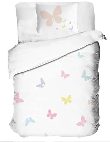 Arle-Living 2 TLG. Baby/Kinder Bettwäsche - Zwergen Edition - 100x135 cm + 40x60 cm - 100% Baumwolle (Schmetterlinge)
