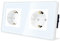 TAWOIA Schuko Steckdose, EU-Standard 2 Fach Unterputz Mit 2,5D Curved Glas Platte, Wandsteckdosen Weiß 86 * 157mm