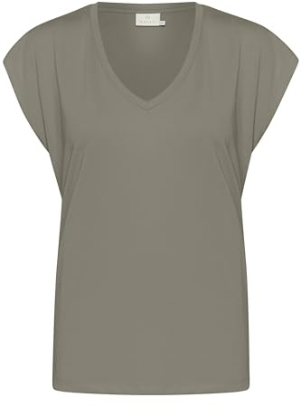 KAFFE T-Shirt KAlise Damen T-Shirt Kurzarm V-Ausschnitt Basic Shirt XS, Vetiver