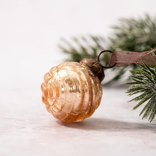 Arthur Cameron Set of 6 Glass Swirl Christmas Bauble (Champagne)