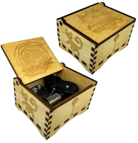 Youtang - Carillon Coraline in legno inciso, regalo mini scatola musicale, suona Dreaming, ideale per compleanno, anniversario, San Valentino, Natale (a manovella, marrone)