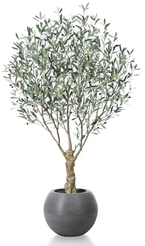 Fopamtri Olivo Artificiale 210 cm Piante Finte da Interno con Frutti Realistici, Albero di Ulivo Pianta Artificiale in Grande Vaso Protezione UV per Esterni Soggiorno Camere Giardino (1 Pezzi)