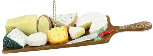 Christbaumschmuck Keramik 14cm - Käseplatte Figur zum Aufhängen - handbemalt & mit Glitzer - Weihnachtsbaum Anhänger für Weihnachten - Christbaumanhänger & Weihnachtsbaumschmuck - Essen Käse