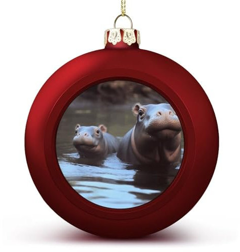 Weihnachtskugel-Ornamente, Nilpferde, bedruckte Weihnachtskugeln, hängende Weihnachtskugeln, Halloween-Deko-Kugeln