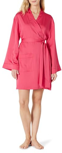 Amazon Essentials Robe de Chambre en Satin à Coupe Décontractée Femme, Rose Incandescent, L