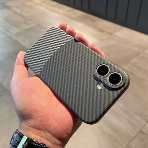 Yhsvie Magnetische Hülle für iPhone 15 Ultraleichte Handyhülle Aramidfaser Ultradünne Schutzhülle Carbon Optik Leicht Hard PC Case Minimalistisch Kratzfest Anti-Fingerabdruck Cover-Schwarz