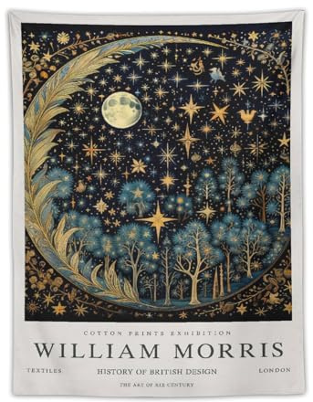 William Morris Vintage-Poster, Mond, Sterne, Baum, Pflanze, Poster, Wandteppich, Drucke, Zimmer, ästhetische Wandkunst, Schlafzimmer, Heimdekoration, 76,2 x 101,6 cm