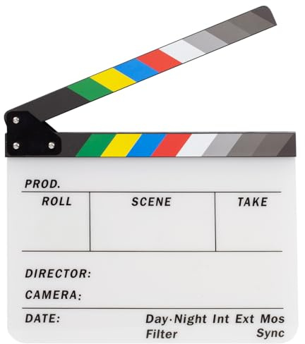ALLZEDREAM Acryl Regisseure Clapboard Film Clapper Board Cut Action Szene Schiefer mit 2 Dry Erase Whiteboard Stifte