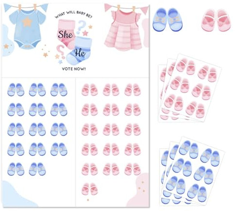 IKOPFLN 36pcs meilensteinkarten baby für Babyparty oder Gender Reveal, Party Spiel Baby Tippkarten für Jungen und Mädchen（Mit Plakat）