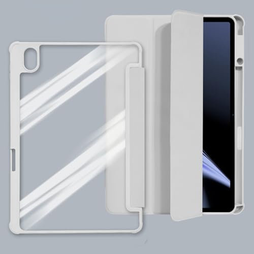 Compatible with OnePlus Pad 11.61inch 2023 Case with Pencil Holder, Tri-Fold Smart Tablet Case Protective Case for OnePlus Pad Case Clear Transparent Back Shell Slim Shockproof TPU Cover(Grey)