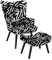 Matomn Relaxsessel mit Hocker Patchwork Sessel Holz Sessel Wohnzimmer moderner Ohrensessel mit Massivholzfüße Fernsehsessel Leinen Loungesessel Stuhl (Zebra)