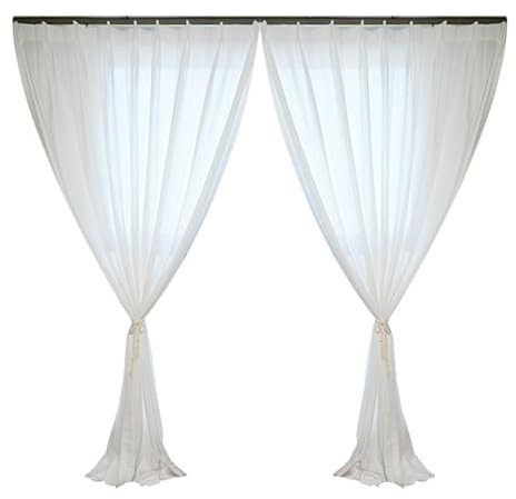Wycian Tringle à Rideau Rideau Blanc Voile 2 Panneaux Polyester Lin Couleur Unie 107L x 138H cm Rideau Cuisine Japonais Rideau Cuisine Japonais