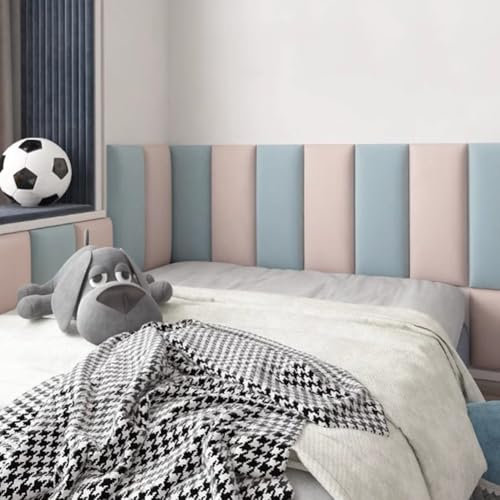 HEFJIAYCIQ Peel and Stick Kopfteil Für King Und Queen, 3D Anti-Collision Wand Montiert Kopfteil, Gepolstertes Wandpaneel Für Schlafzimmer,Dark Blue Set,140x50cm