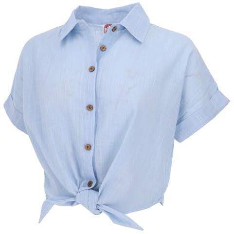 Leichte Baumwoll Bluse, Sommerbluse mit Knopfleiste, Damen, hellblau, L