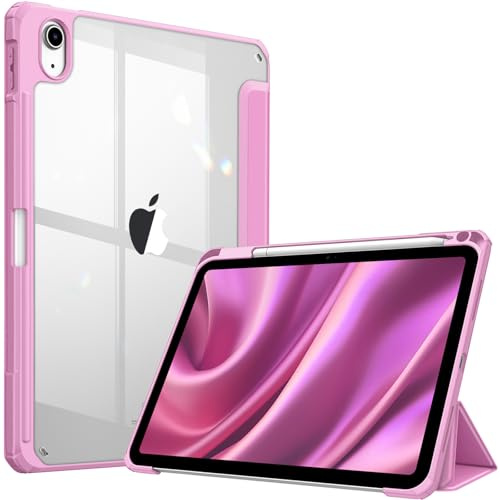 FINTIE Custodia per iPad (A16) 11ª Gen 11 (2025)/iPad 10ª Gen 10.9 (2022) con Portapenne - Sottile Leggero Trasparente Cover Posteriore con Bordo in TPU Morbido Auto Sveglia/Sonno, (Lilla Rosa)