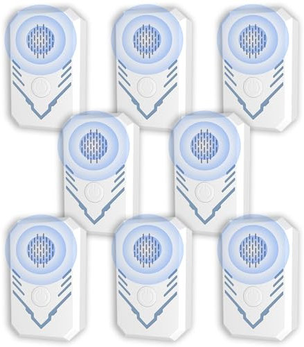 Répulsif Ultrason Anti-Rongeurs Insectes, 8 Pack Anti Moustique Ultrason Souris et Rats, Intérieur Insectes Répulsif Électronique Anti Souris pour Souris Moustiques Cafards Fourmis Araignées